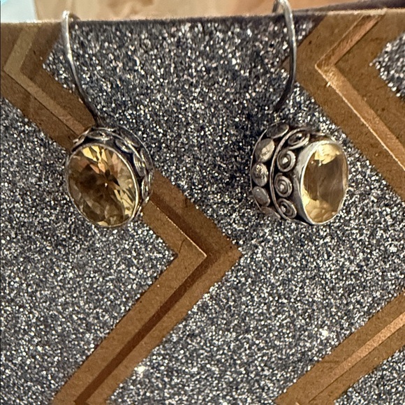 Jewelry - Elegant Sterling Silver and Smokey Topaz Pierced Earrings